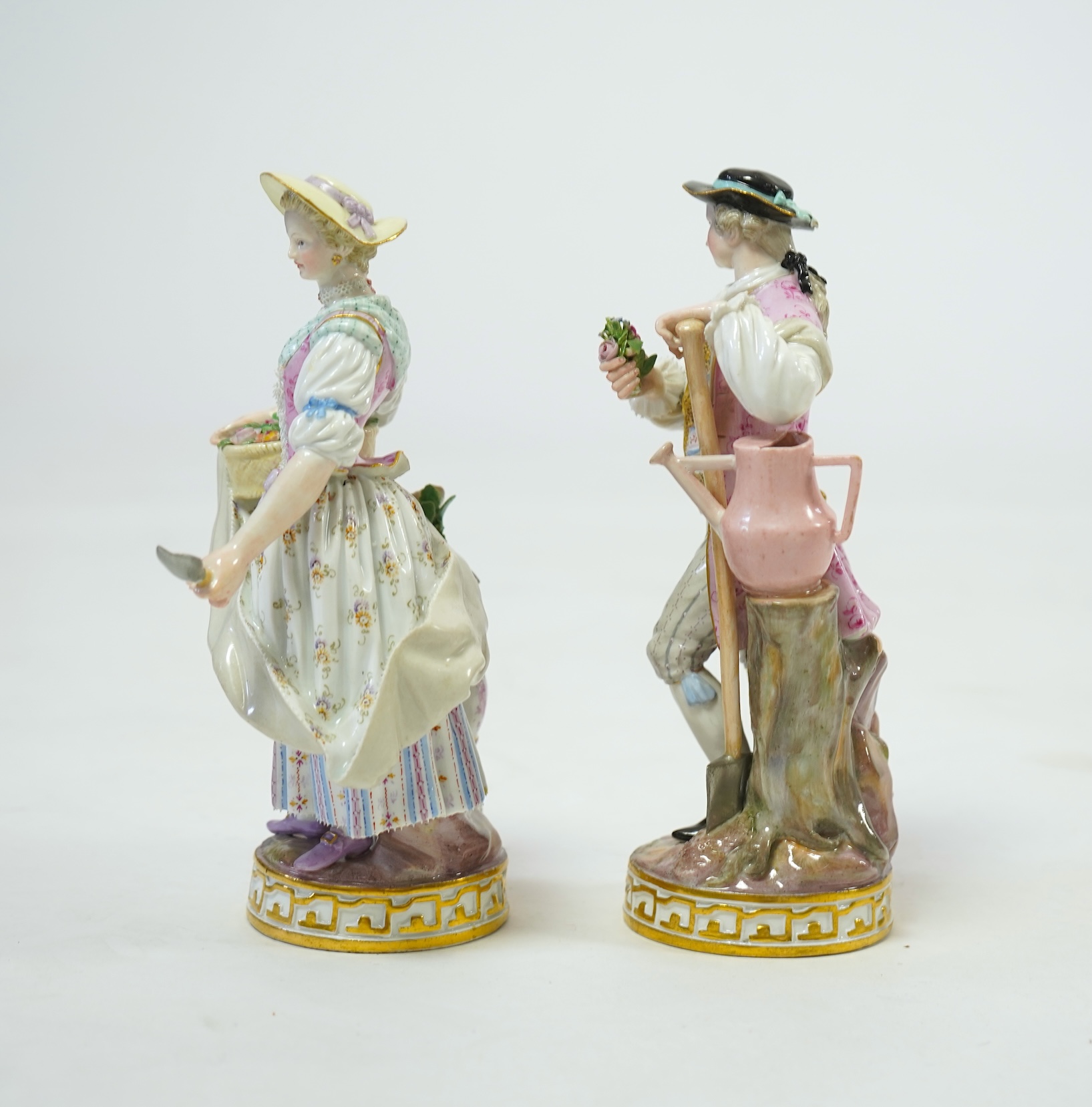 A pair of Meissen porcelain figures of gardeners, late 19th century